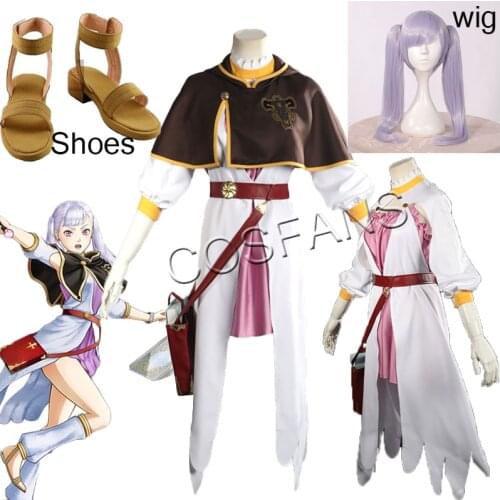 Anime Black Clover Noell Silva Cosplay Costumes Uniform Full Set Accessories Wig Synthetic Hair Men Boys Halloween Carnival Shoe