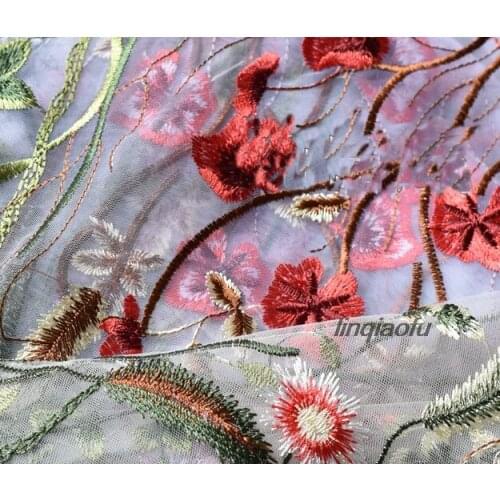 Forest embroidery lace fabric accessories dress diy material