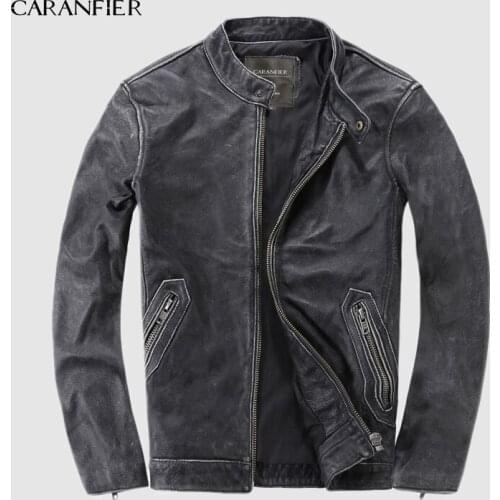 CARANFIER Cow Leather Leather Jacket Mens Brand Motorcycle Multifunction Jacket Men Liner Detachable Jackets Plus Size S-XXXXL