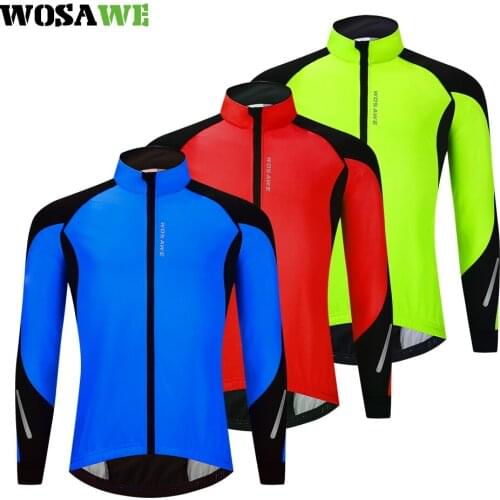 WOSAWE Mens Winter Windproof Cycling Jacket Water Repellent Full Zipper High collar Windbreaker Long Sleeve Thermal Sport Coat
