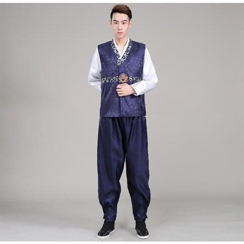 Men Cosplay Costume Korean Traditional Anceint Royal Male Wedding Clothes Dance Costumes Vintage Dragon Performance Clothing