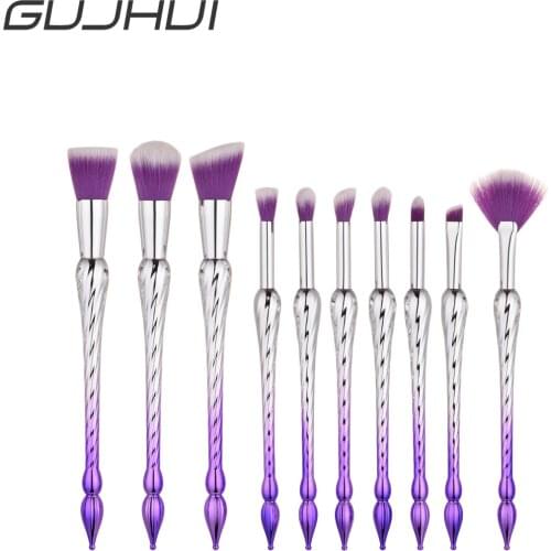 GUJHUI 10pcs Makeup Brushes set Cosmetic Tools For Powder Foundation Blending Eyebrow Brush Facial Make Up Tools kit