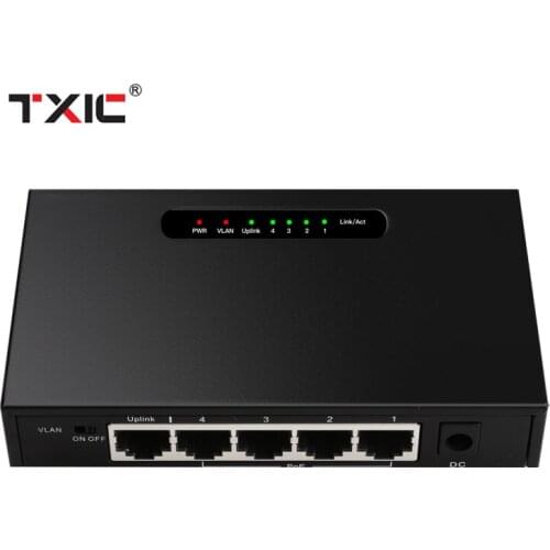 5 Ports 10/100/1000Mbps Desktop Unmanaged PoE Switch (4-Port PoE) with Auto-negotiation RJ45 ports