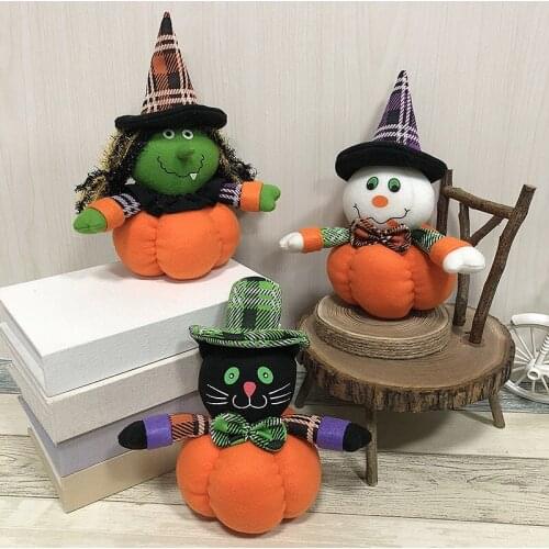 New Halloween Pumpkin Plush Doll Ghost Festival Halloween Decorations Pumpkin Witch Broom Haunted House Props Party Decoration