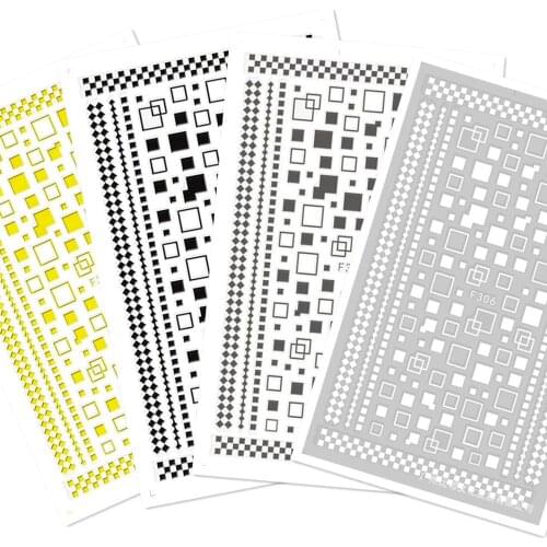 Newest F306 square design nail sticker 3d Japan style nail decals template DIY nail decoration tools