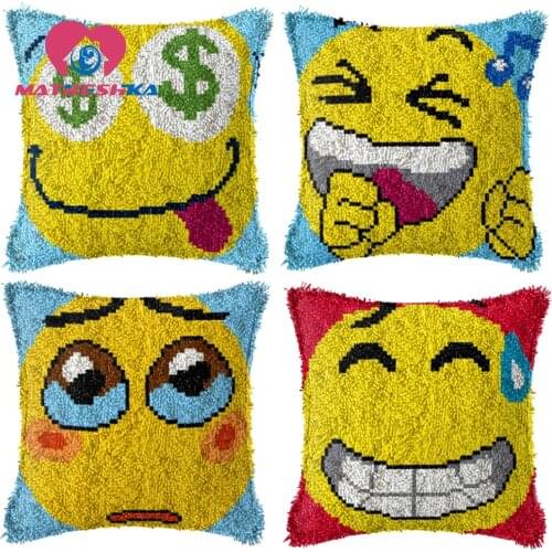 Smile cross stitch pillow carpet embroidery sale sets latch hook rug kits tapestry kits pillow cross stitch cushions diy rugs