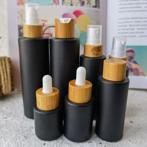 Perfume Atomizer Portable Liquid Container For Cosmetics Glass Spray Alcochol Empty Bottle Bamboo Lid Refillable For Traveling