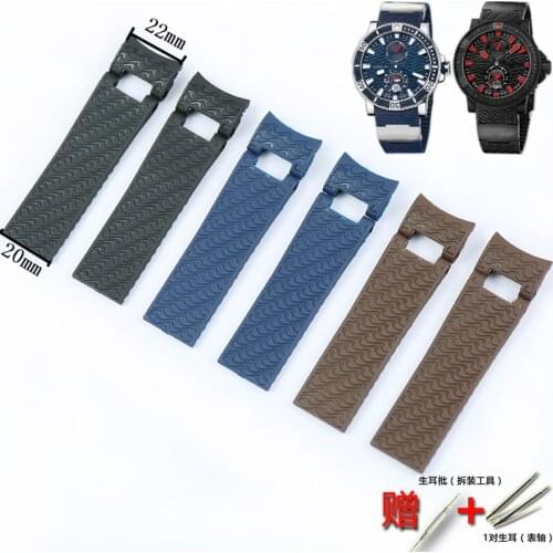 Watch Accessories Mens Waterproof Rubber Strap Suitable for Athens Ulysse Nardin Arc Interface Ms Sports Silicone Strap 22mm