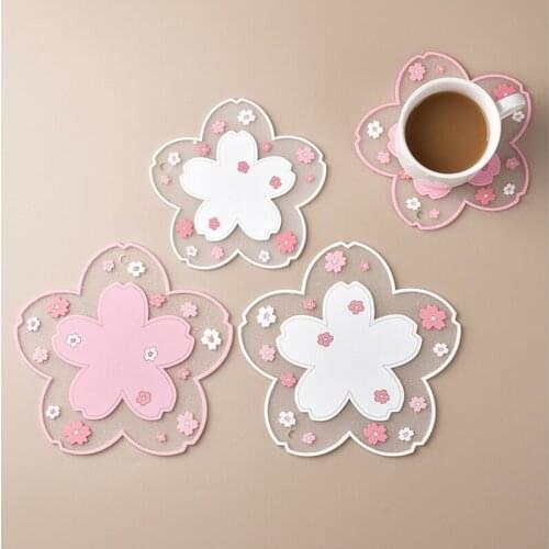 S/M/L 3pcs/set Silicone Tableware Insulation Mat Coaster Cup Sakura Mats Pad Heat-insulated Bowl Placemat Pot Holder Home Decor