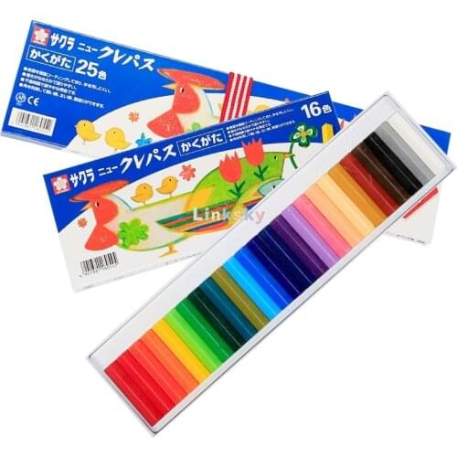 Sakura Craypas New Craypas Square Shape 16,25 Colors NEP, Opaque Tone, Strong Covering Power, Professional Crayons, Stationery