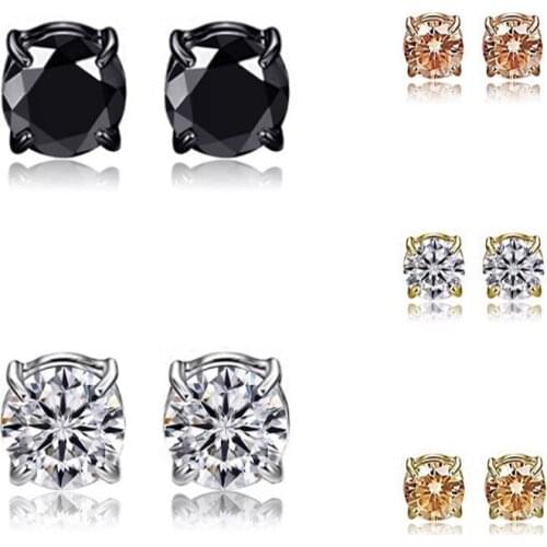 Cubic Zirconia Fake Earrings Fashion Men Women Round No Ear Hole Ear Stud