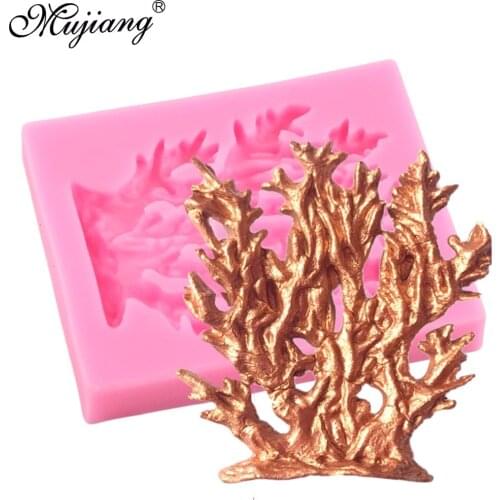 Mujiang Sea Design Silicone Coral Grass Fondant Molds Candy Chocolate Mold Cupcake Decorating Tools Kitchen Baking Accessories