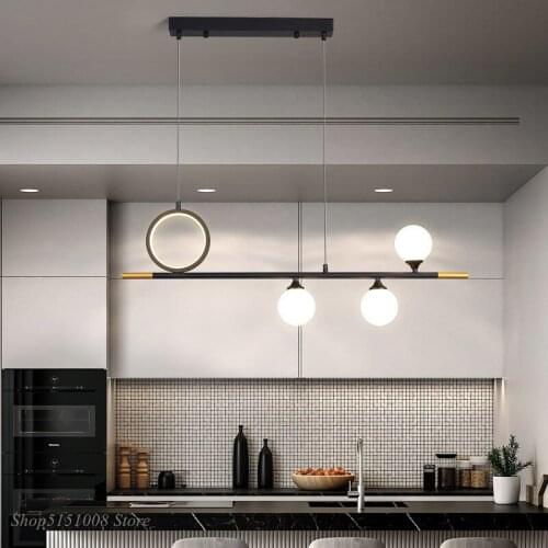 Modern Led Pendant Lamps ring Glass Ball Hanging Light for Kitchen Living Room Dining Nordic Personality Design Indoor Fixtures
