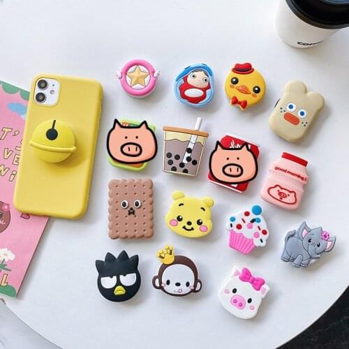Universal 3D Silicone Cartoon Fold Finger Grip Phone Holder Case DIY Cute Mobile Phone Holder Stand Bracket Phone Holder Grip