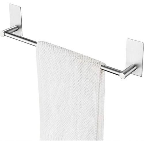 304 Stainless Steel Towel Rack Non-Punching Towel Rack Toilet Wowel Rack Bathroom Self-Adhesive Towel Rod Single Rod