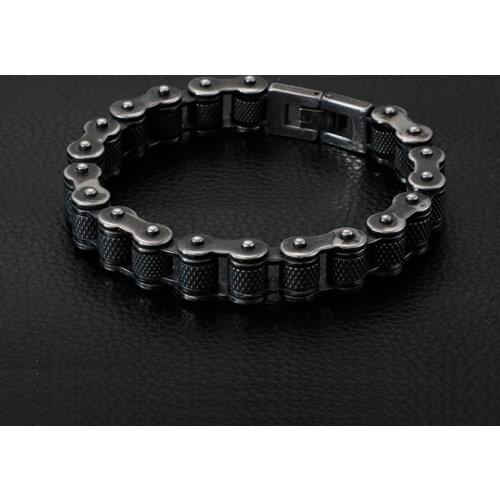 11/13mm Width Titanium Stainless Steel Motor Biker Bracelet Chain For Men Punk Motorcycle Chain Bracelet