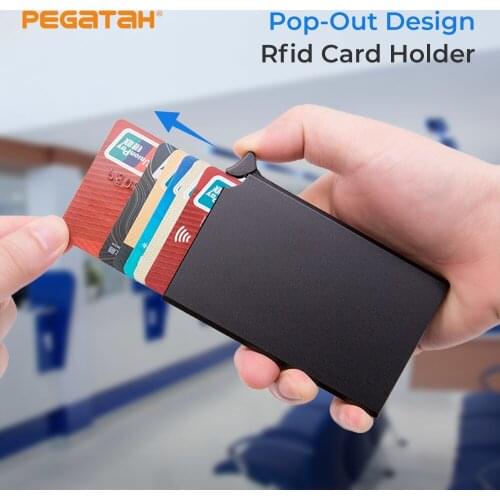 Pop-out RFID Card Holder Slim Aluminum Wallet Elasticity Back Pouch ID Credit Card Holder Blocking Protect Travel ID Cardholder