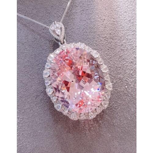 Fine Jewelry Real Pure 18K White Gold Jewelry AU750 100% Natural Morganite Gemstone 46.495ct Pendants for Women Fine Necklace