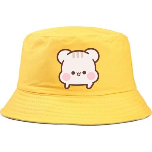Cartoon Little bear Bucket Hat men Cotton Fishing Hunting Cap Outdoor Beach Fisherman Panama Womens Bucket Hat