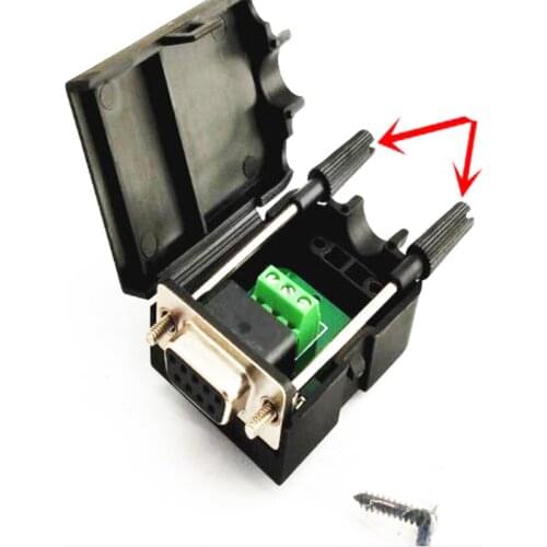 10pcs 9 pin DB9 Female Male D-SUB rs232 Serial Port Breakout to Terminal Adapter Connector with Cover