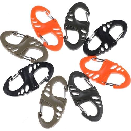 10pcs Carabiner 8 S Shape Snap Biner Clip Outdoor Camping Backpack Hanger Buckle Quick Release Keychain Kits