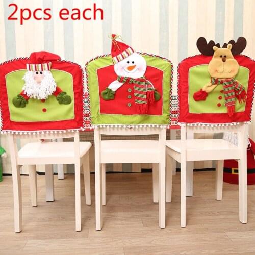 2 sets/3pcs Christmas Decoration Chair Covers Dining Seat Santa Claus Home Party Decor Cartoon Old Man Snowman Party Decor2020