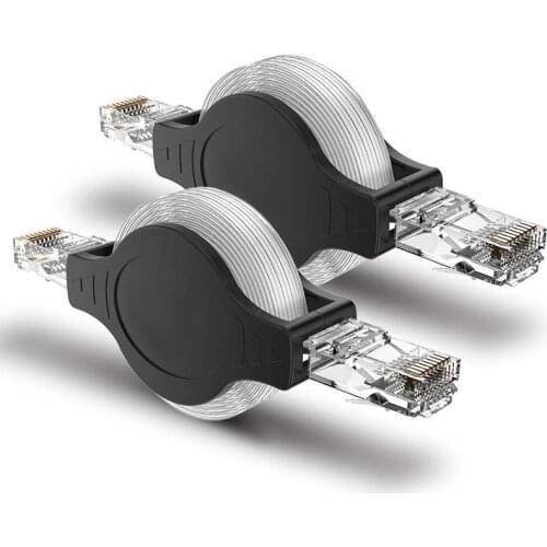 2PCS Portable RJ45 Cat 5 5E Retractable Ethernet LAN Network Patch Cable 10/100 Mbps 1.5M/5FT