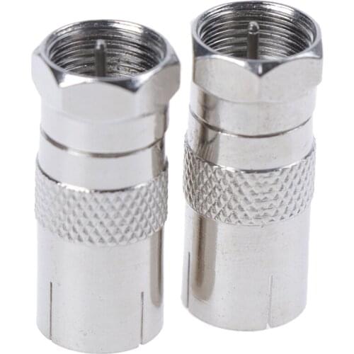 2Pcs F Type Female Jack To Male Plug Straight RF Coaxial Adapter F Connector To SMA Convertor Silver Tone