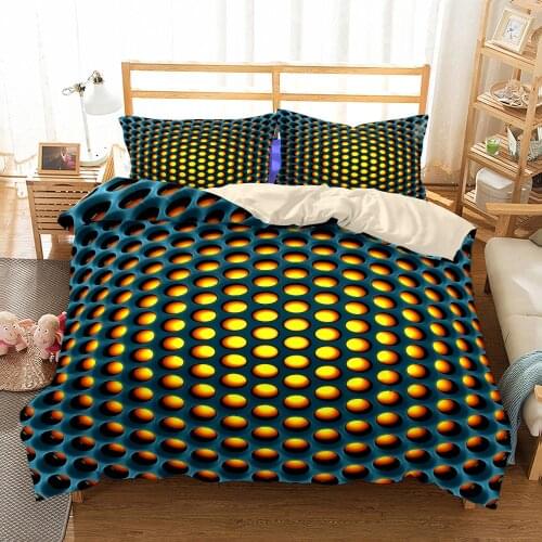 Hot Sale 3D Home Textiles 3pcs Honeycomb Printing Duvet Cover Queen Luxury Cotton Beding Set Quilt Cover & PillowCase