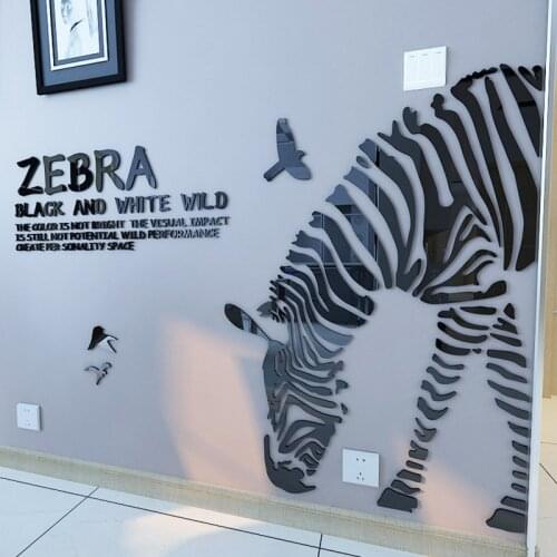 Zebra 3D Acrylic Crystal Wall Stickers For Kids Room Sofa TV Background Wall Decoration DIY Art Wall Decor Stickers Home Decor
