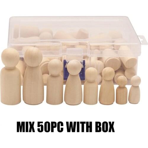 50Pc 65mm/43mm Wooden Peg Doll DIY Craft Handmade Blank Unpainted Wood Crafts For Diy Handmade Baby Toys Home Decoration