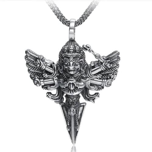 60cm 100% Real Pure 925 Sterling Silver Necklace 3MM Chain Men Gift Thai silver long Thai Idol Guard Pendant necklace