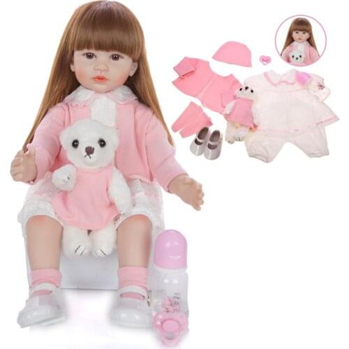 60cm Soft Silicone Reborn Baby Doll Toy For Girl Long Hair Princess Toddler Babies Lifelike Alive Bebe Bonecas Kid Birthday Gift