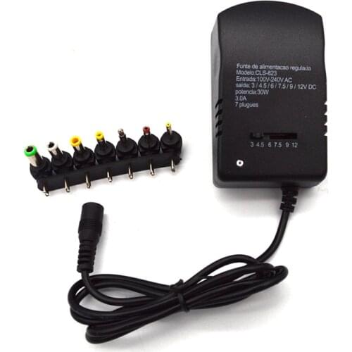 AC DC Adapter Adjustable Power Supply 3V 4.5V 6V 7.5V 9V 12V 3A 30W 7 Plug Universal Adaptor Charger EU US For LED Light Strip