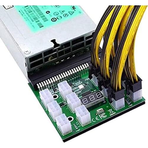 12V Server Power Supply PCI-E 12x6pin Adapter Breakout Board with Digital Voltage Display
