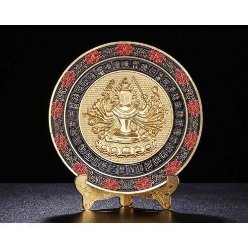 Buddhist supplies buddha statue Buddhism Cunte bodhisattva buddha Mirror all-powerful Gold-plated brass talisman statue