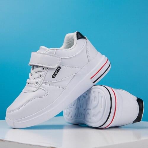 Kids Sneakers Fashion Children Casual Shoes Non-Slip Leather Breathable Boy Girl Sport Shoes White Flat Student Running Trainers