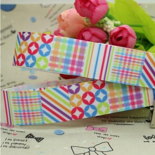 DHK 7/8'' 5yards geometric pattern grosgrain ribbon hair bow diy party decoration OEM Wholesale 22mm C745