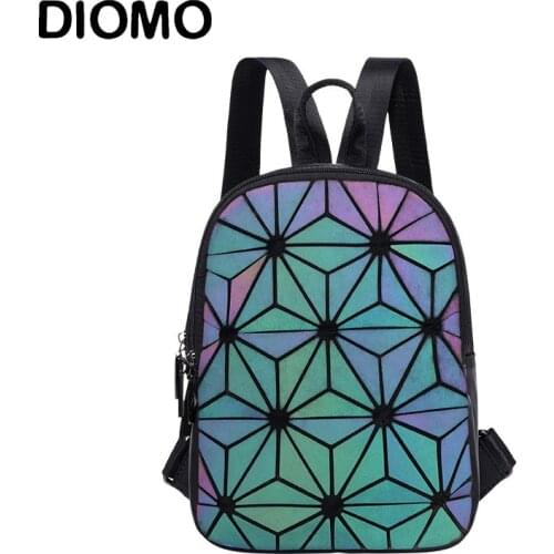 DIOMO 2021 New Fashion Small Backpack for Girls Mini Backpack Women Cute Geometric Reflective Daypack
