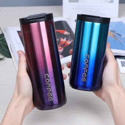 350ml/500ml Double Layer Coffee Cup Stainless Steel Mug With Lid Thermal Water Juice Tea Drinking Cups Metal Dinkware