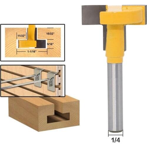 1pc 6.35mm Shank T Type Jointing & Slotting Cutter T-Track Slotting & T-Slot Wood Router Bit Milling Cutters For Wood Hand Tools
