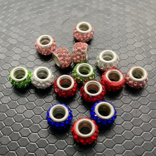 Exquisite rhinestone inlaid clay big hole Shambhala beads handmade bracelet necklace DIY accessories