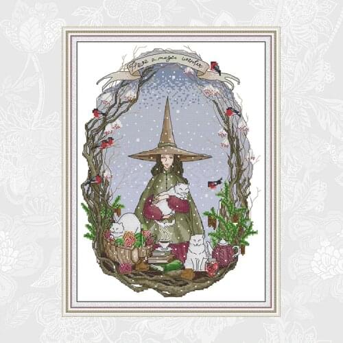 Joy sunday Winter of magic world Cross Stitch Printed Aida Canvas Cross-stitch DIY Handwork Embroidery Needlework Sets
