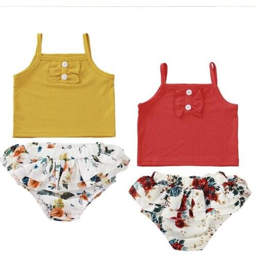 Summer Baby Girls Set Slip Vest + Floral Shorts Sets for Kids Fashion Newborn Clothes
