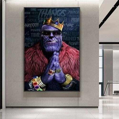 Marvel Avengers Movie Thanos with Crown Superhero Canvas Painting Poster and Print Wall Art Picture for Living Room Home Decor