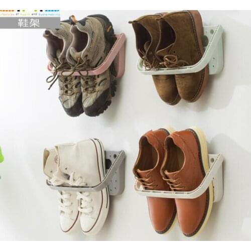 A2540 Suction Cup Multi-Function Folding Shoe hanger Wall-Mounted Storage Rack Slippers Storage Rack shoes organizers