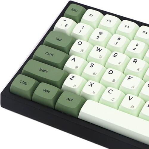 XDA Matcha Green Tea Dye Sub Keycap Set 124 Keys Profile PBT Sublimation Japanese/Korean/Russian Keycaps for Mechanical Keyboard