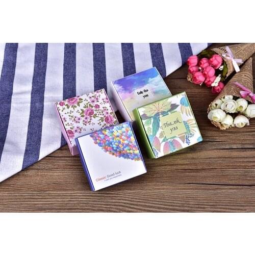 New 50pcs spring flower Paper Box as soap candle Cookie Candy little Gift Packaging Christmas Wedding Favors Gifts Decoration