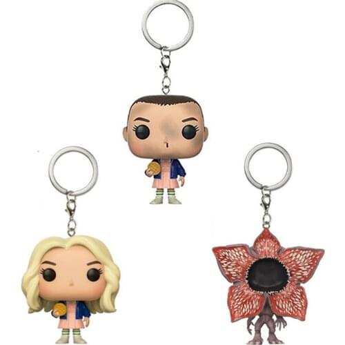 Stranger Things Keychain Action Figure toys Eleven with eggos Demogorgon Model Vinyl Dolls Keyring Children Gift