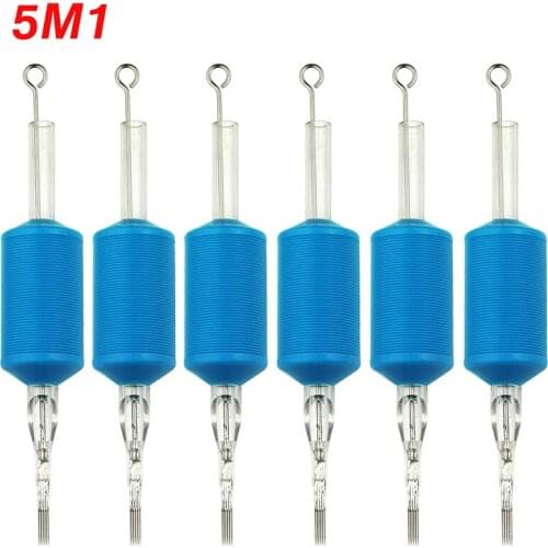 OPHIR 6PCS/Lot 5M1 Blue Disposable Tattoo Tube Tips with Nozzle Needles 3/4" Grip Tip Needels _TA111(5M1)-6x